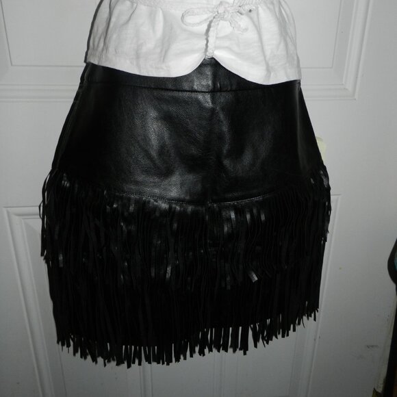 Black fringe leather skirt double layers Black by Altar'd State 🆕FAST⌚📦🏃💨🚚 - Picture 2 of 16